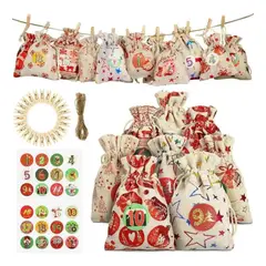 FUN AT HOME LO DIVERTIDO DE ESTAR EN CASA - Kit Bolsas Para Calendario Adviento 13x18 Cm Adorno Navidad