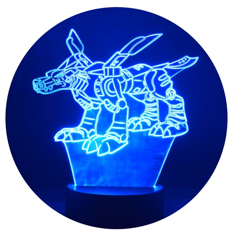 3DILUTION - Lámpara Ilusión 3d Metalgarurumon Digimon Base Negra