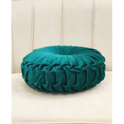 Imagen 2 del producto Cojín decorativo redondo verde botella Trenzado Velvet