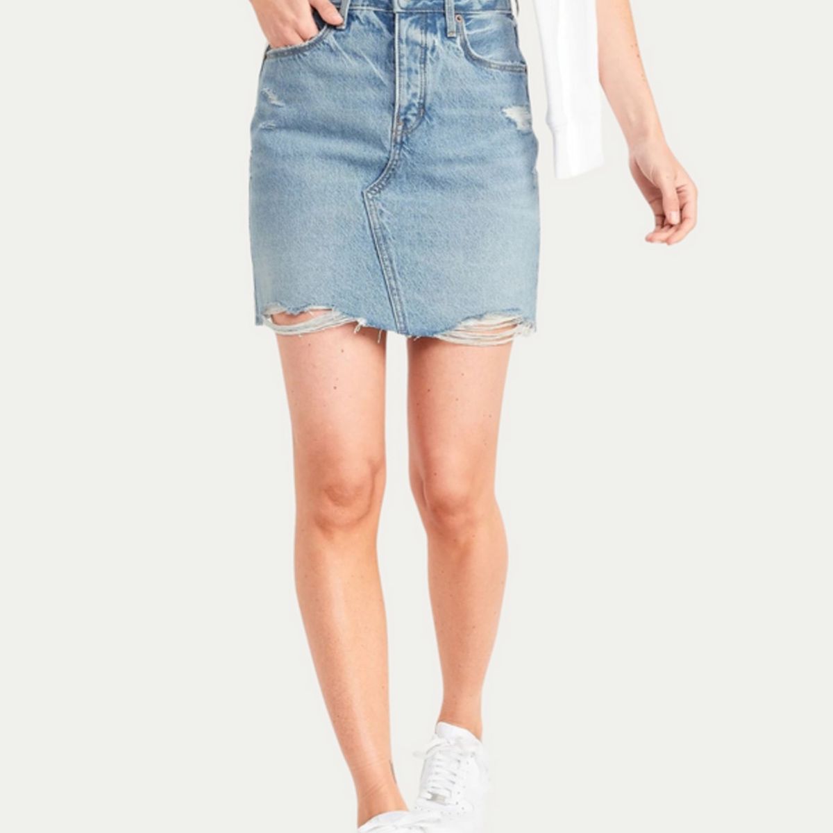 OLD NAVY - Falda Mini Denim Tiro Alto Celeste OLD NAVY