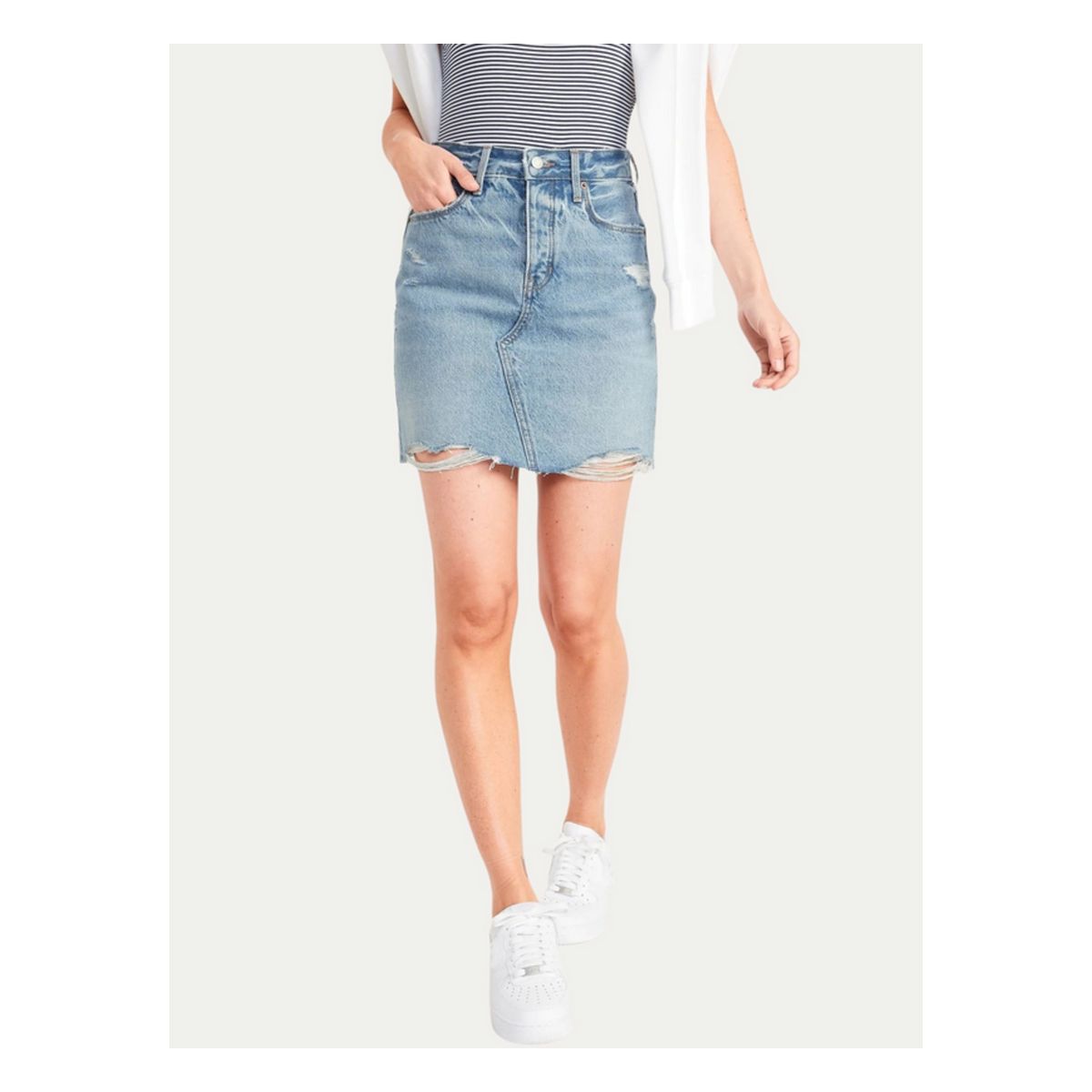 OLD NAVY - Falda Mini Denim Tiro Alto Celeste OLD NAVY