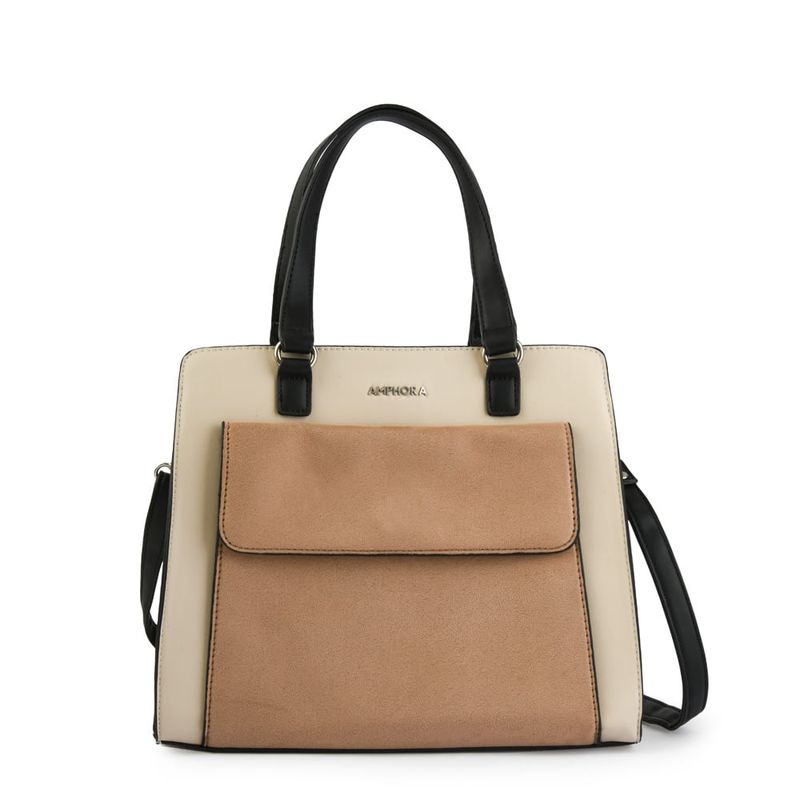 AMPHORA - Cartera Dos Asas Tres divisiones mediana nyba blanco crudo