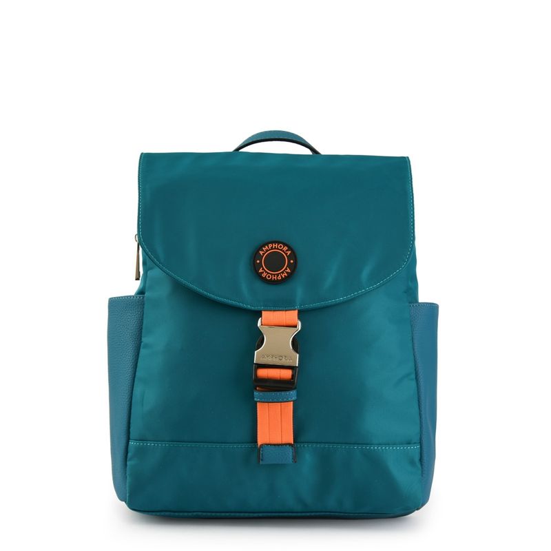 AMPHORA - Elfe mochila con tapa pequeña petroleo