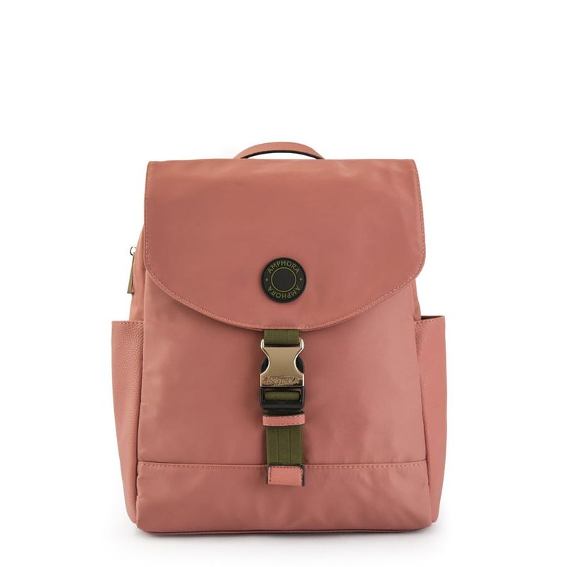 AMPHORA - Mochila con tapa pequeña elfe rosa viejo