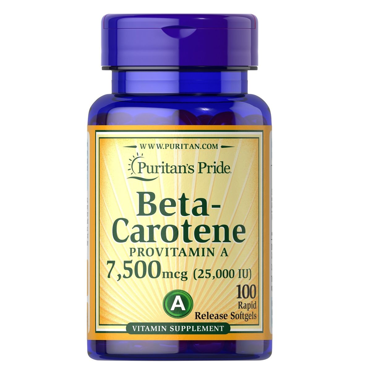 PURITANS PRIDE - Betacaroteno 25.000ui 100 Capsulas Blandas