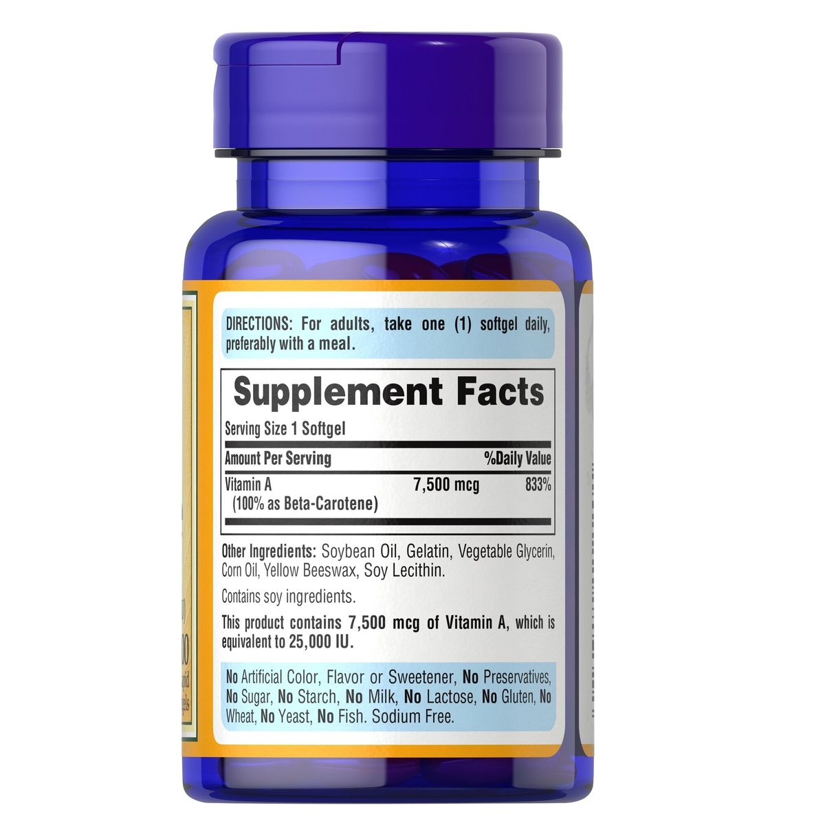 PURITANS PRIDE - Betacaroteno 25.000ui 100 Capsulas Blandas