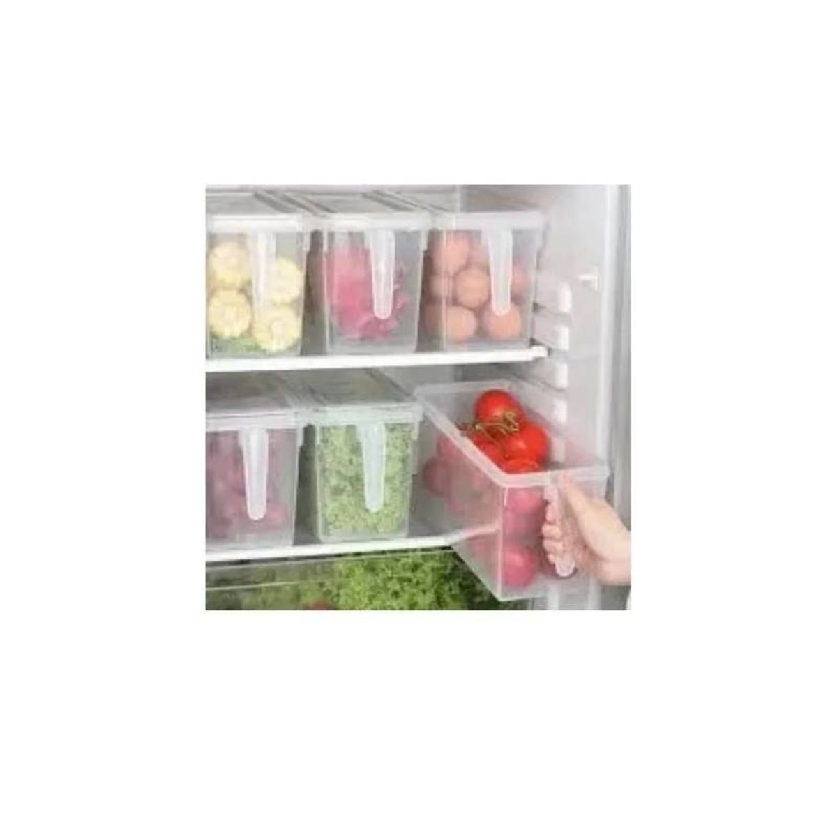 GENERICO - Set de 4 Organizador Refrigerador Transparente Con Tapa Y Mango