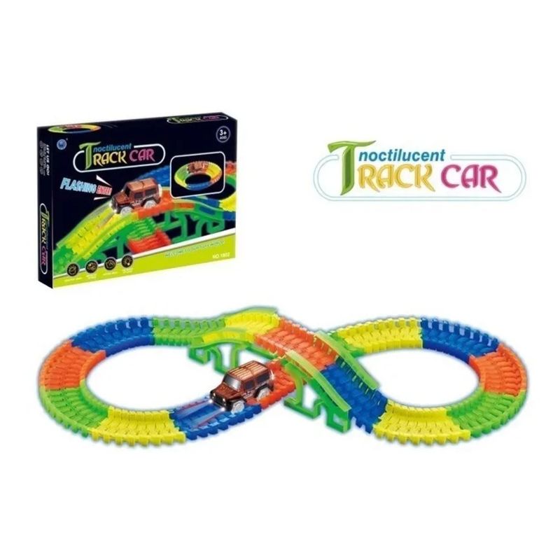 GENERICO - Juguete Pista De Autos Magica Luminosa 128 Piezas De Colores
