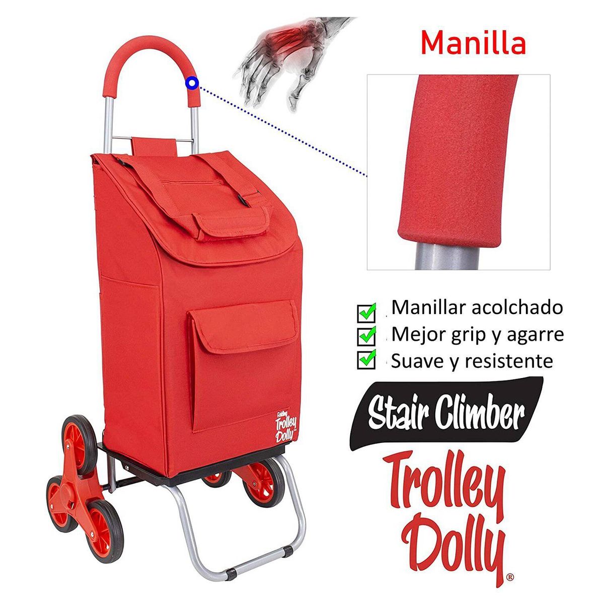 DBEST PRODUCTS - Carrito de Compras Plegable Escalador Carro Feria Red