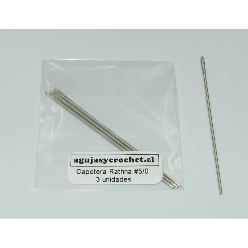 GENERICO - Aguja coser capotera Rathna No.5/0 c/punta sobre 3 agujas