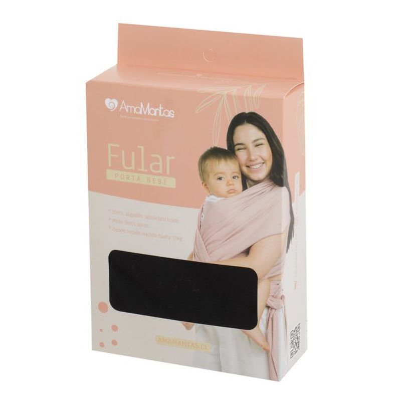 AMAMANTAS - Fular Portabebé Algodón Semielasticado Negro Amamantas