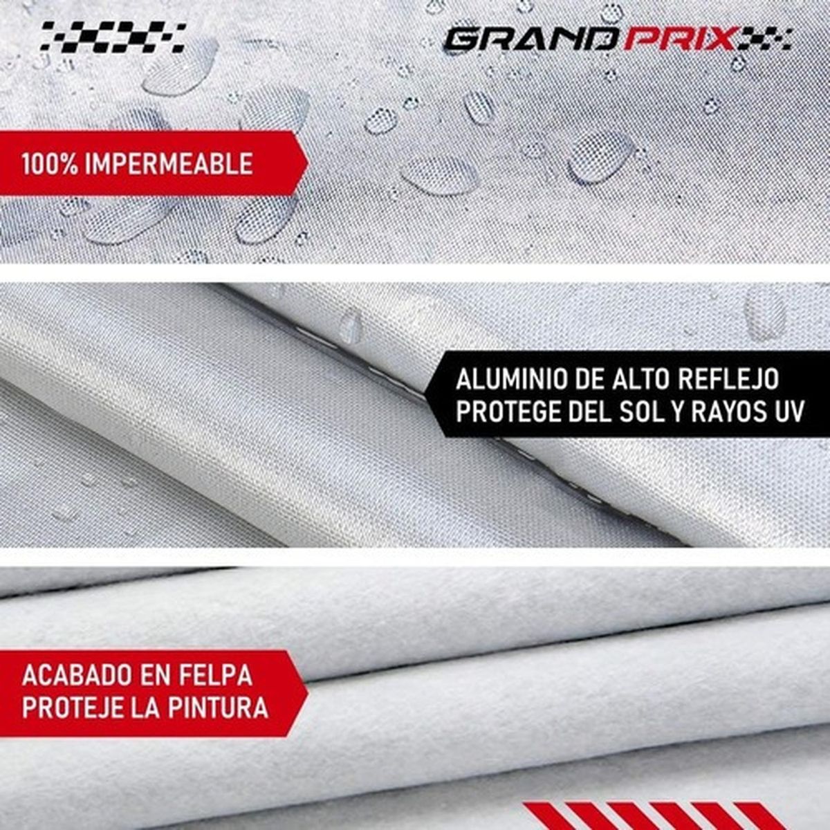 GRAND PRIX - Carpa Cubre AutoCalidad Premiu ImpermeableFelpa - Gris - M