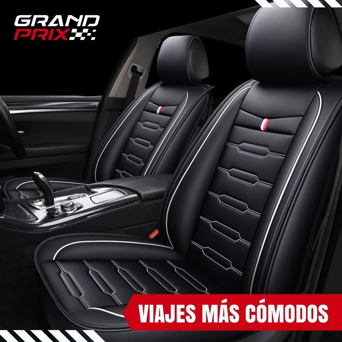 GRAND PRIX - Funda Cubre Asiento Auto Ecocuero Grand Prix Univer - Blanco
