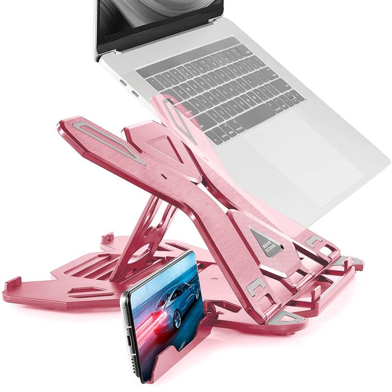 LINKON - Soporte Base Notebook Y Celular Ajustable Hasta 17 Pulgadas - Rosa