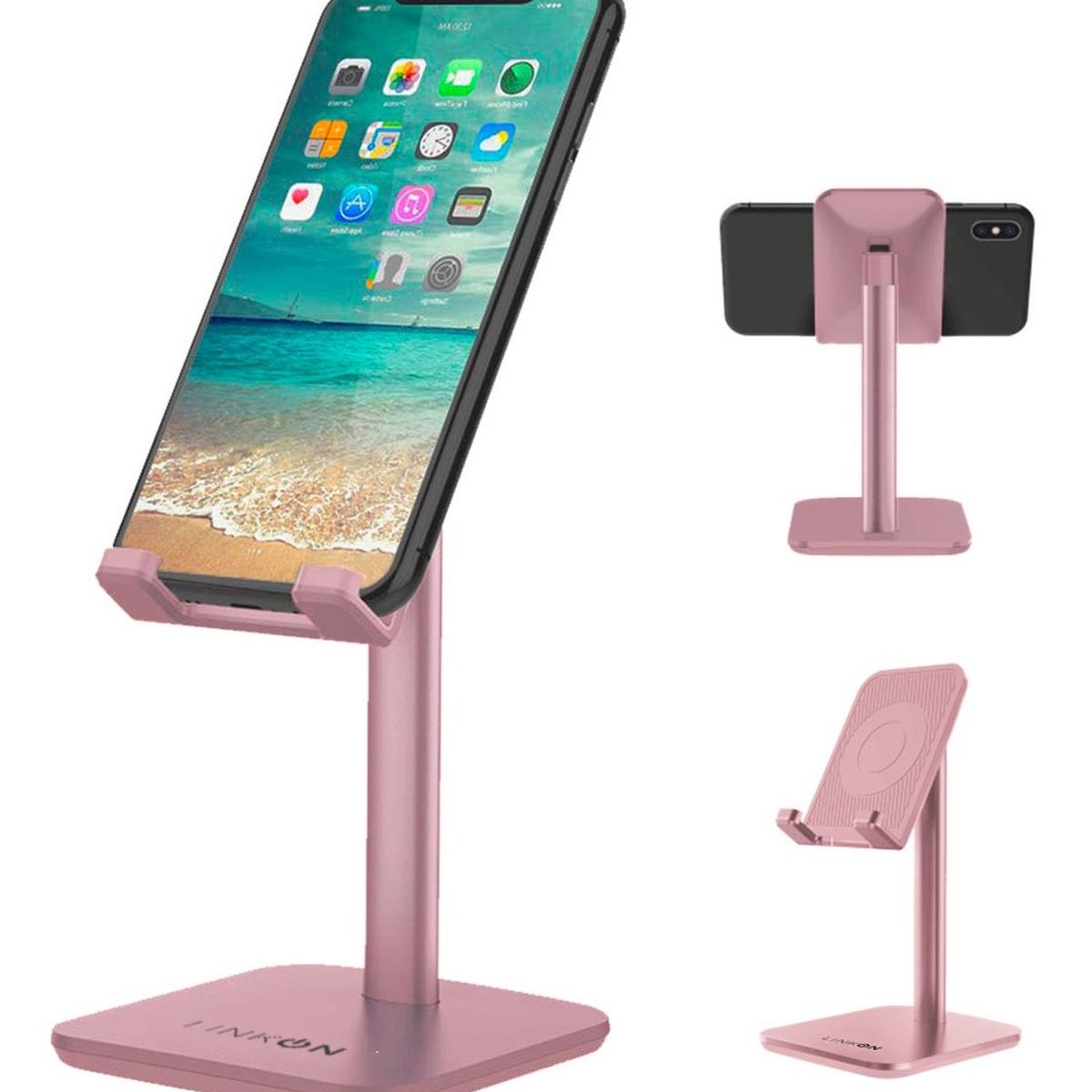LINKON - Soporte Base Porta Celular Tablet Escritorio Mesa Ajustable - Rosa