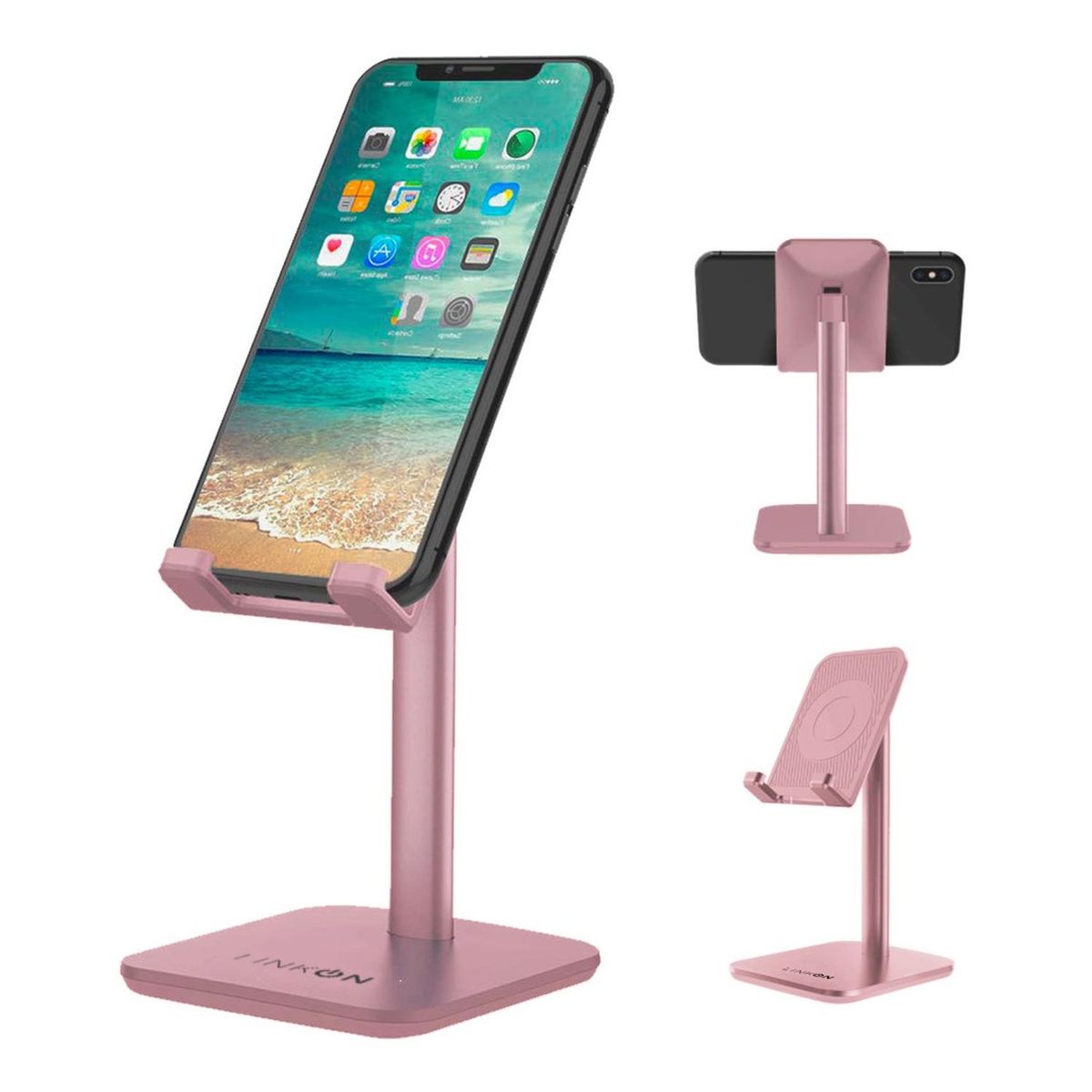 LINKON - Soporte Base Porta Celular Tablet Escritorio Mesa Ajustable - Rosa