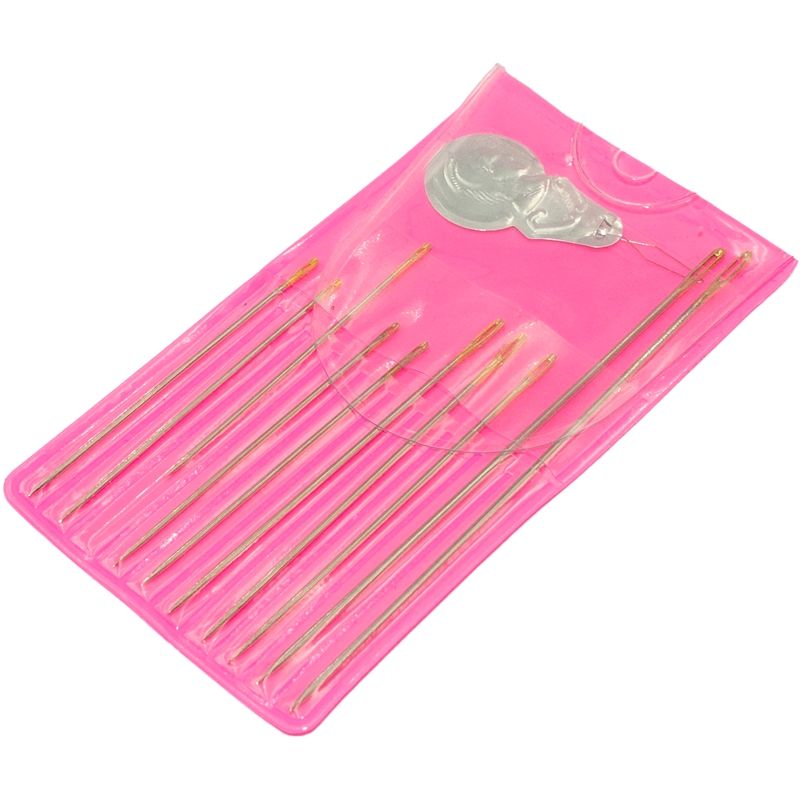 GENERICO - Agujas para coser sobre rosado c/enhebrador set 11 uds