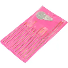 GENERICO - Agujas para coser sobre rosado c/enhebrador set 11 uds