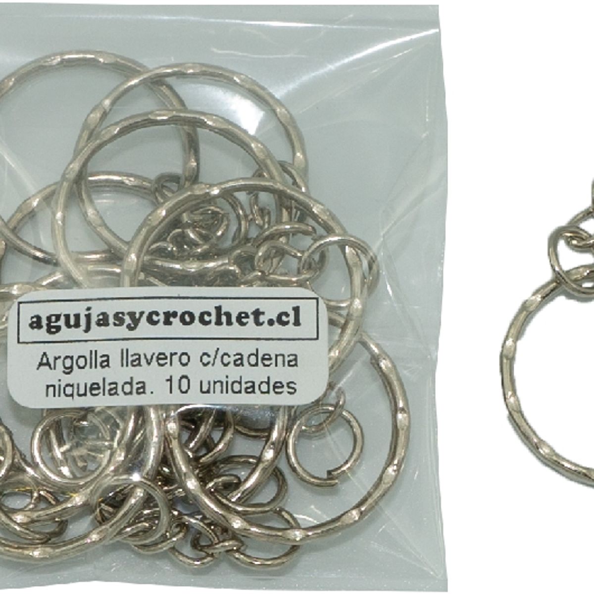 GENERICO - Argolla de llavero con cadena 10 unidades