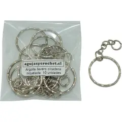 GENERICO - Argolla de llavero con cadena 10 unidades