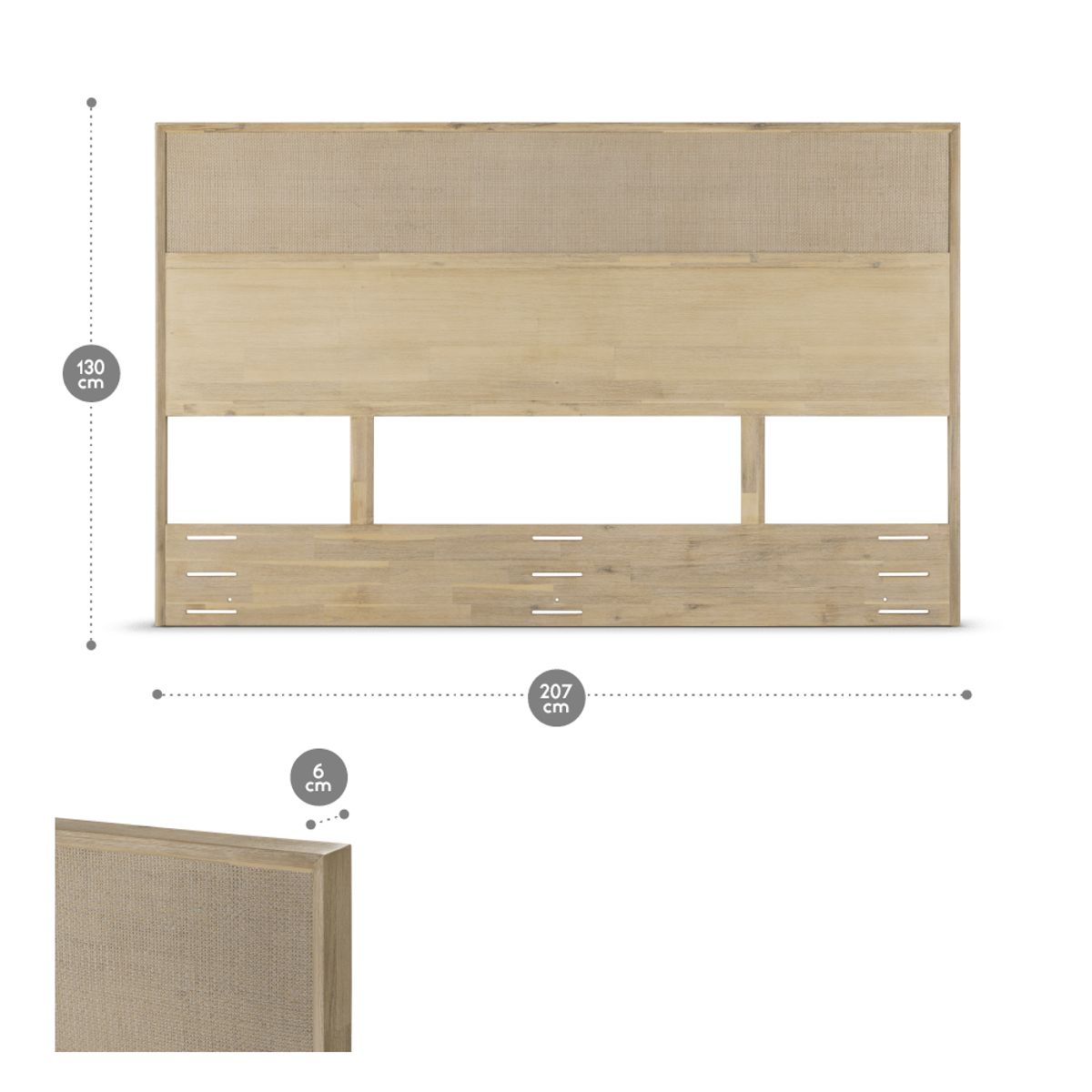 ROSEN - Respaldo Halsey King Rosen Madera-Rattán