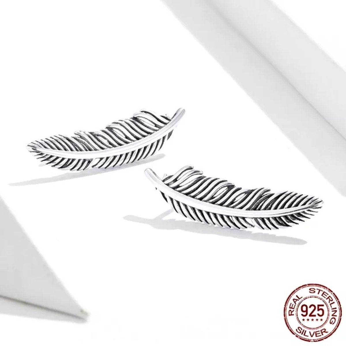 GENERICO - Aros pluma trepador plata 925 joya mujer