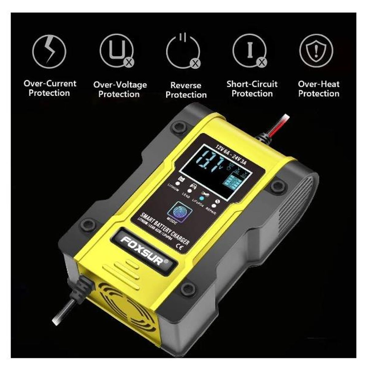 TNAKIEX - Cargador Rápido Para Batería De Coche 12v-24v 8a