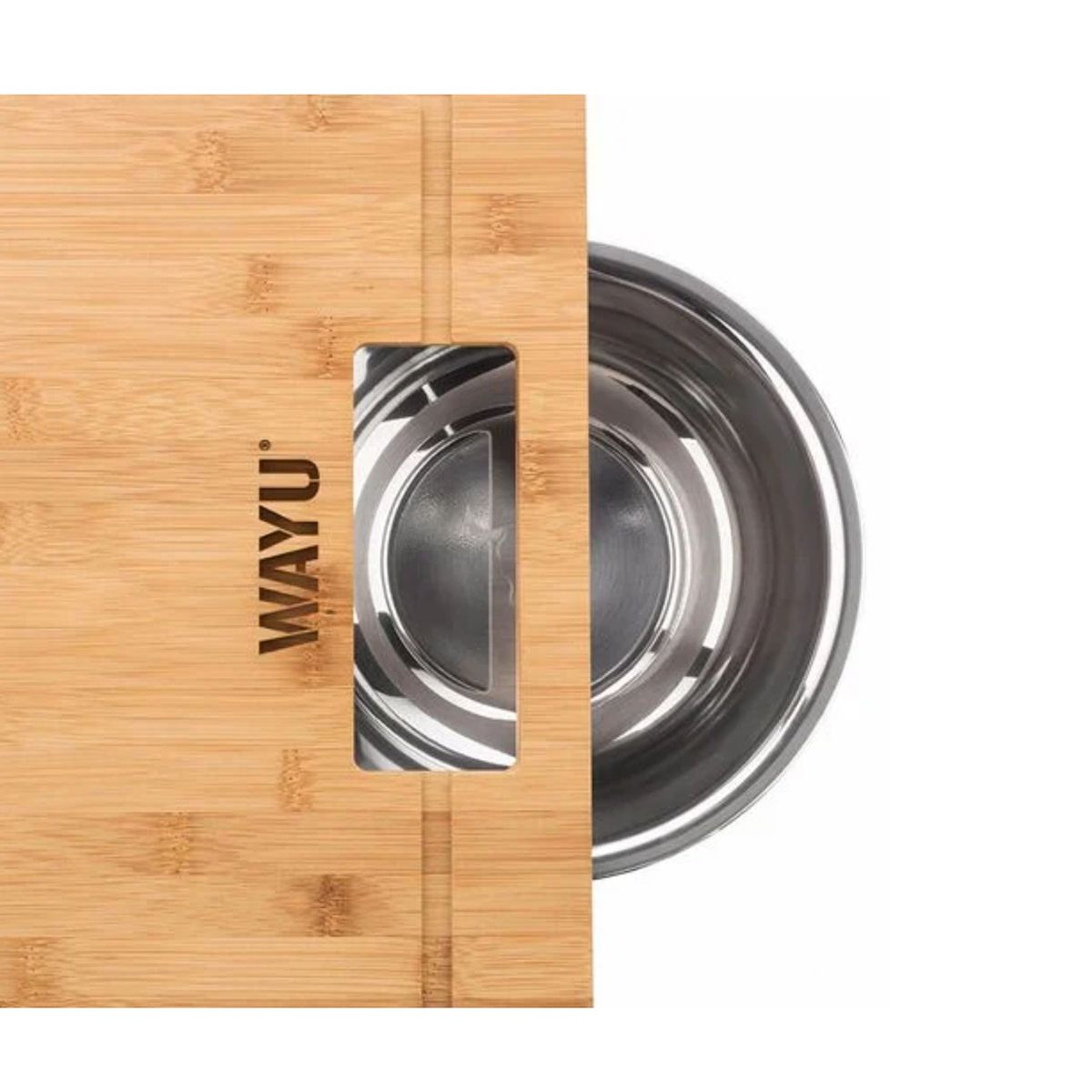 GENERICO - Tabla de Madera Acacia con Bowl de Acero Circular- Wayu