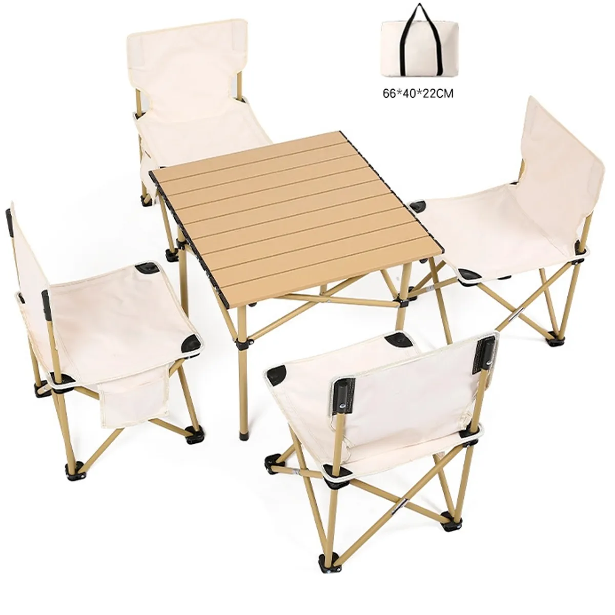 DEFENSOR FOREVER - Juego De Mesa Con 4 Sillas Para Camping Blanco