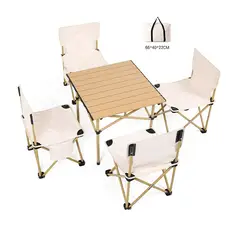 DEFENSOR FOREVER - Juego De Mesa Con 4 Sillas Para Camping Blanco