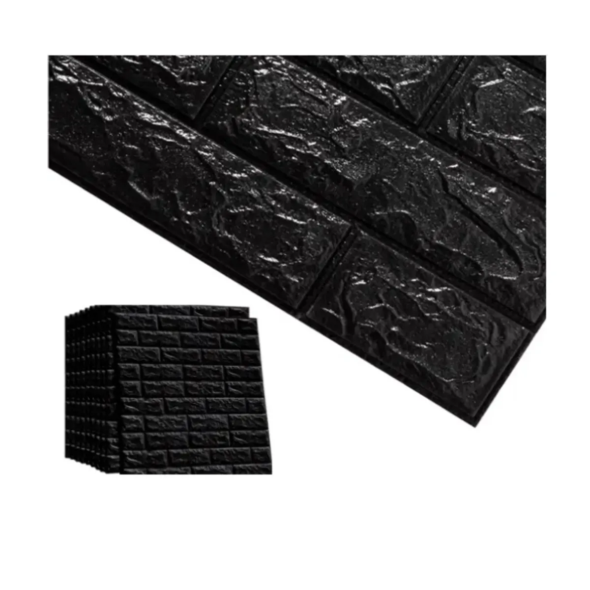 GENERICO - PACK DE 5 Laminas 3D Autoadhesiva 70x77 Pared Ladrillo Negro