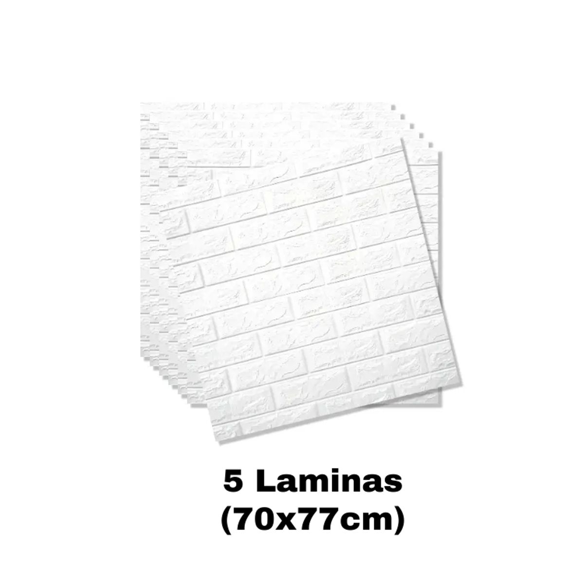GENERICO - PACK DE 5 Laminas 3D Autoadhesiva 70x77 Pared Ladrillo Blanco