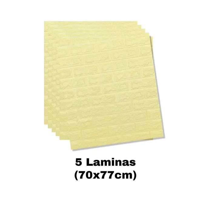 GENERICO - PACK DE 5 Laminas 3D Autoadhesiva 70x77 Pared Ladrillo Amarillo