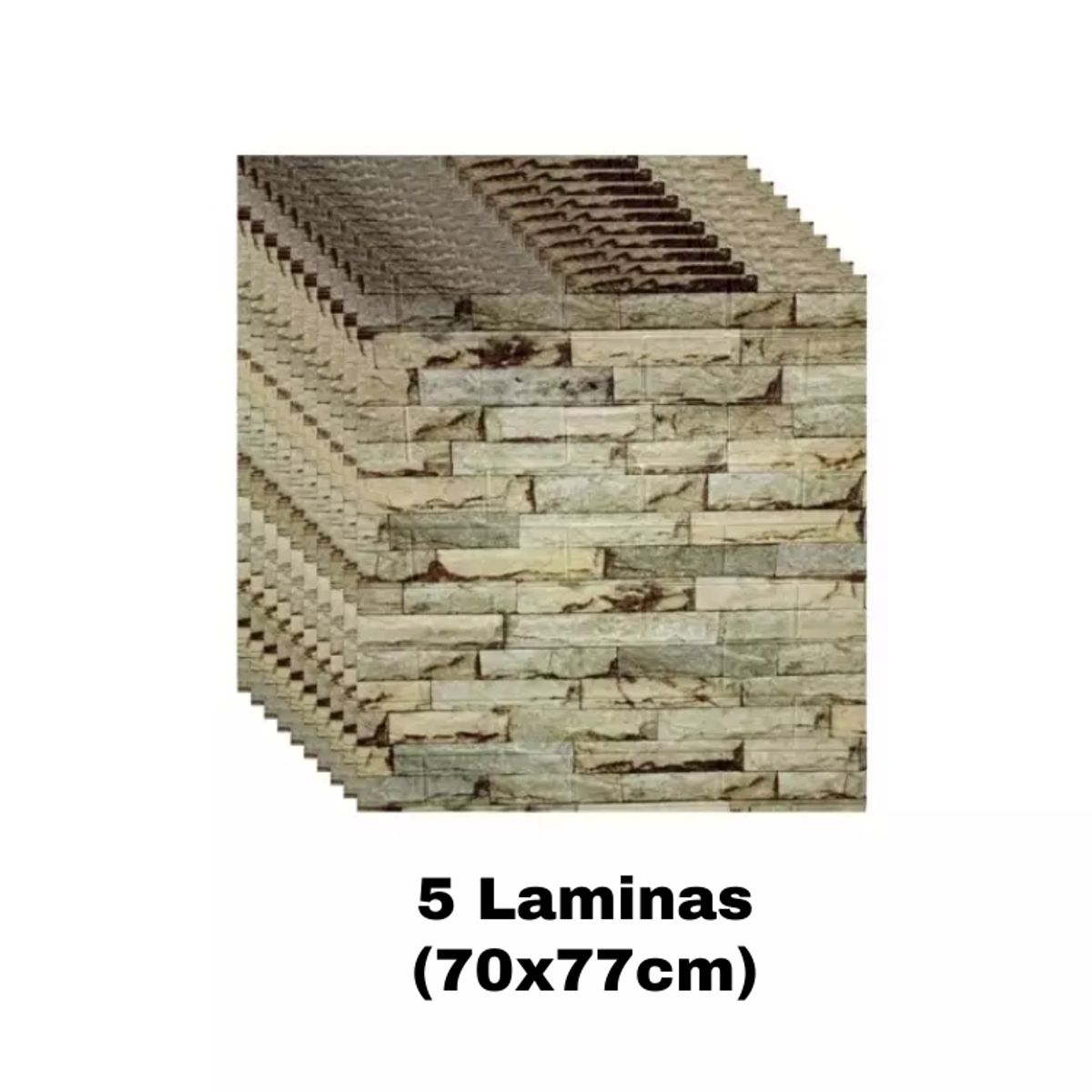 GENERICO - PACK DE 5 Laminas 3D Autoadhesiva 70x77 Pared Piedra Beige