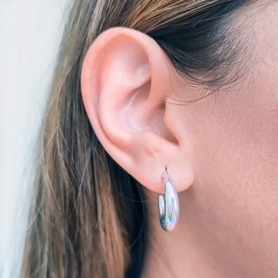 Imagen 2 del producto Aros Argollas Bote Mediano 20mm Plata Fina 925