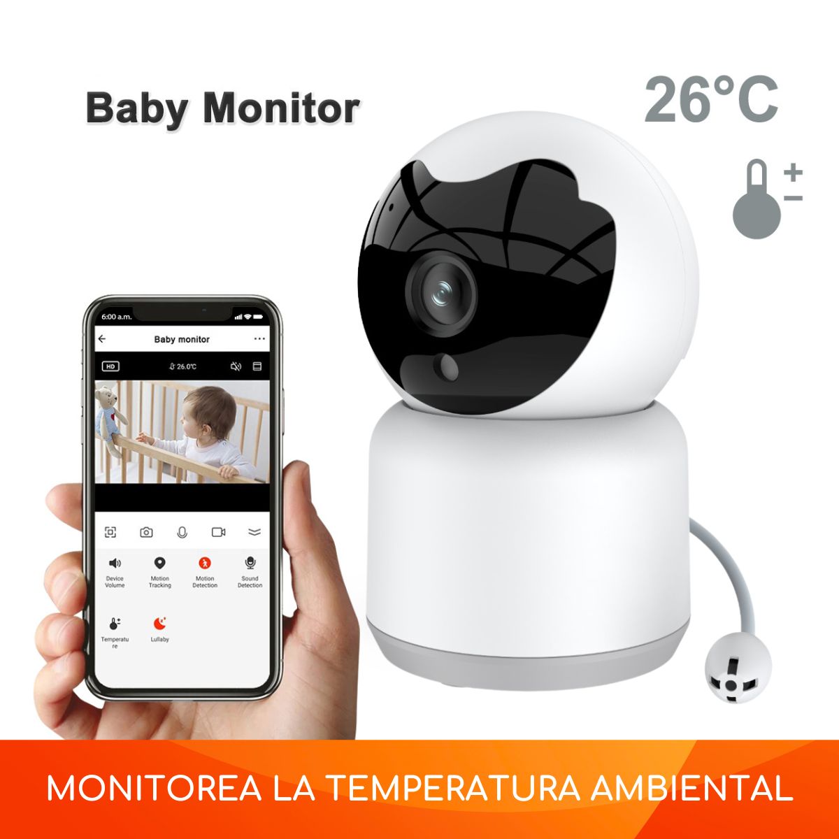 D MOTICA - Cámara Monitor Bebe Wifi Inteligente Full Hd Motorizada