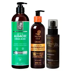 MARINA VITAL - Locion Multiproposito 250, Serum Elixir 60 y Mascara Algacid 500 ml Marina Vital.-