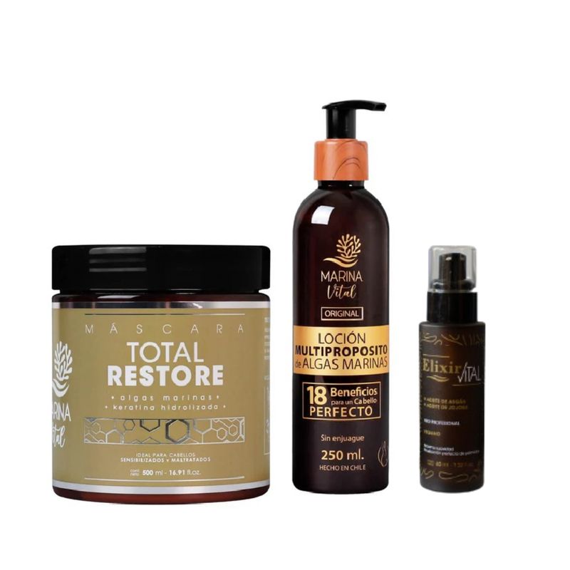 MARINA VITAL - Mascara Restauradora Locion Multiproposito Y Serum Elixir MARINA VITAL