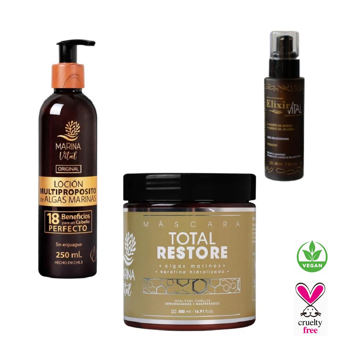 MARINA VITAL - Mascara Restauradora Locion Multiproposito Y Serum Elixir MARINA VITAL