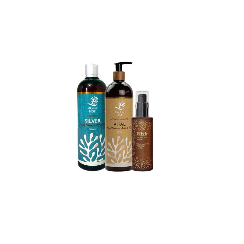 MARINA VITAL - Shampoo Silver, Serum Elixir y Acondicionador MARINA VITAL