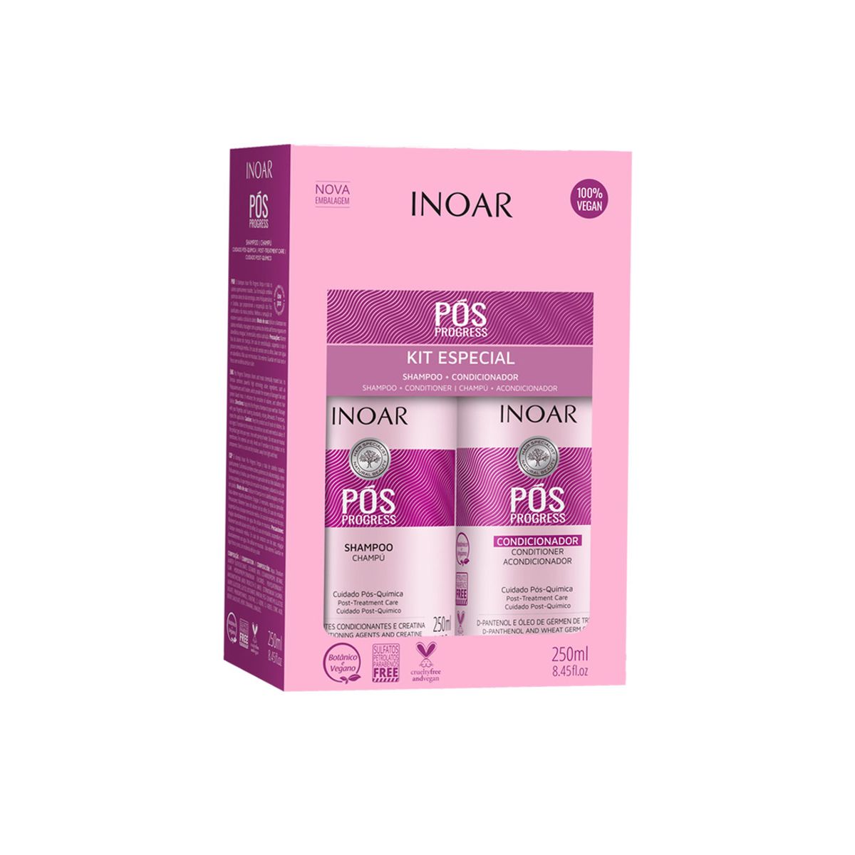 INOAR - Pos Progress Shampoo Y Acondicionador 250 Ml C/u INOAR