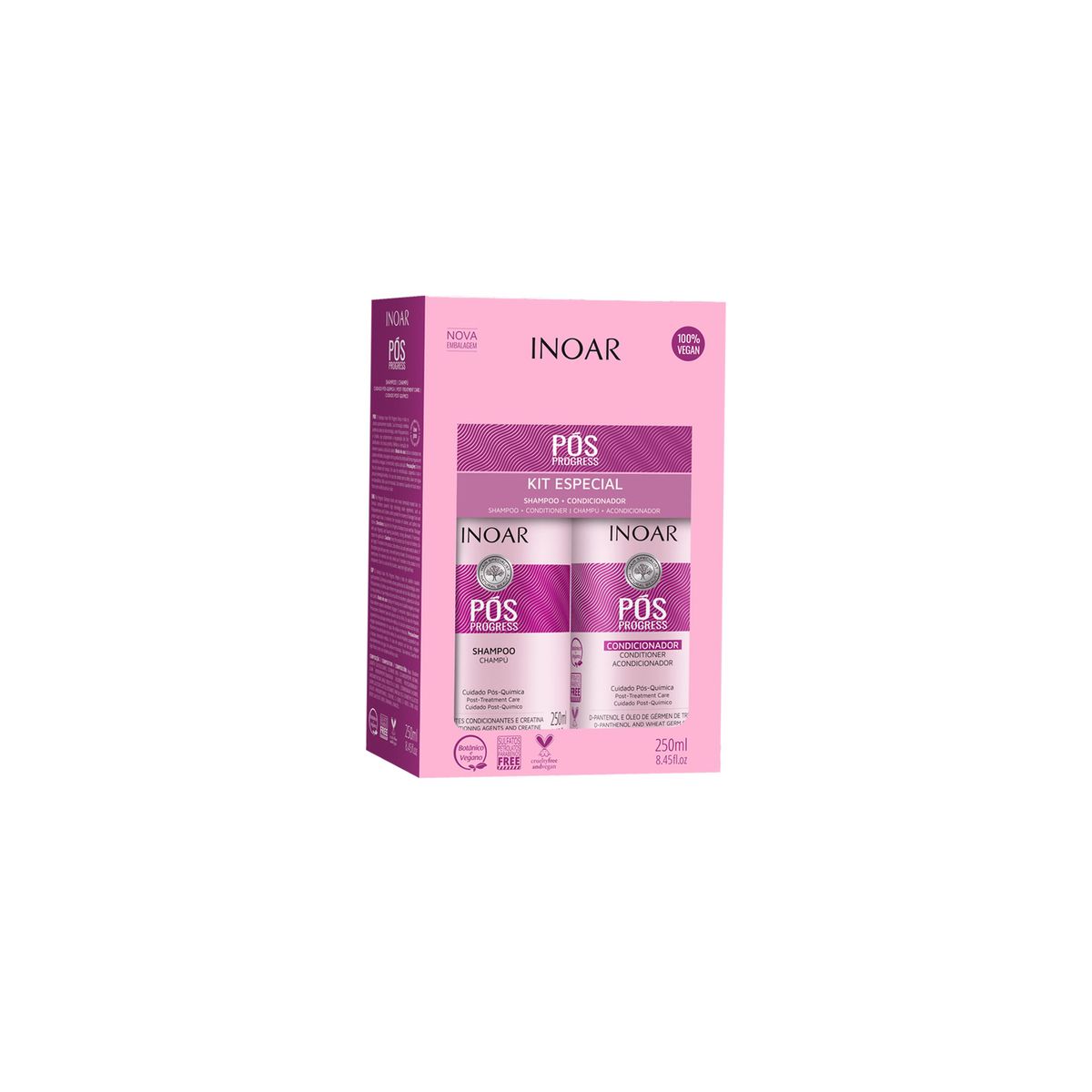 INOAR - Pos Progress Shampoo Y Acondicionador 250 Ml C/u INOAR