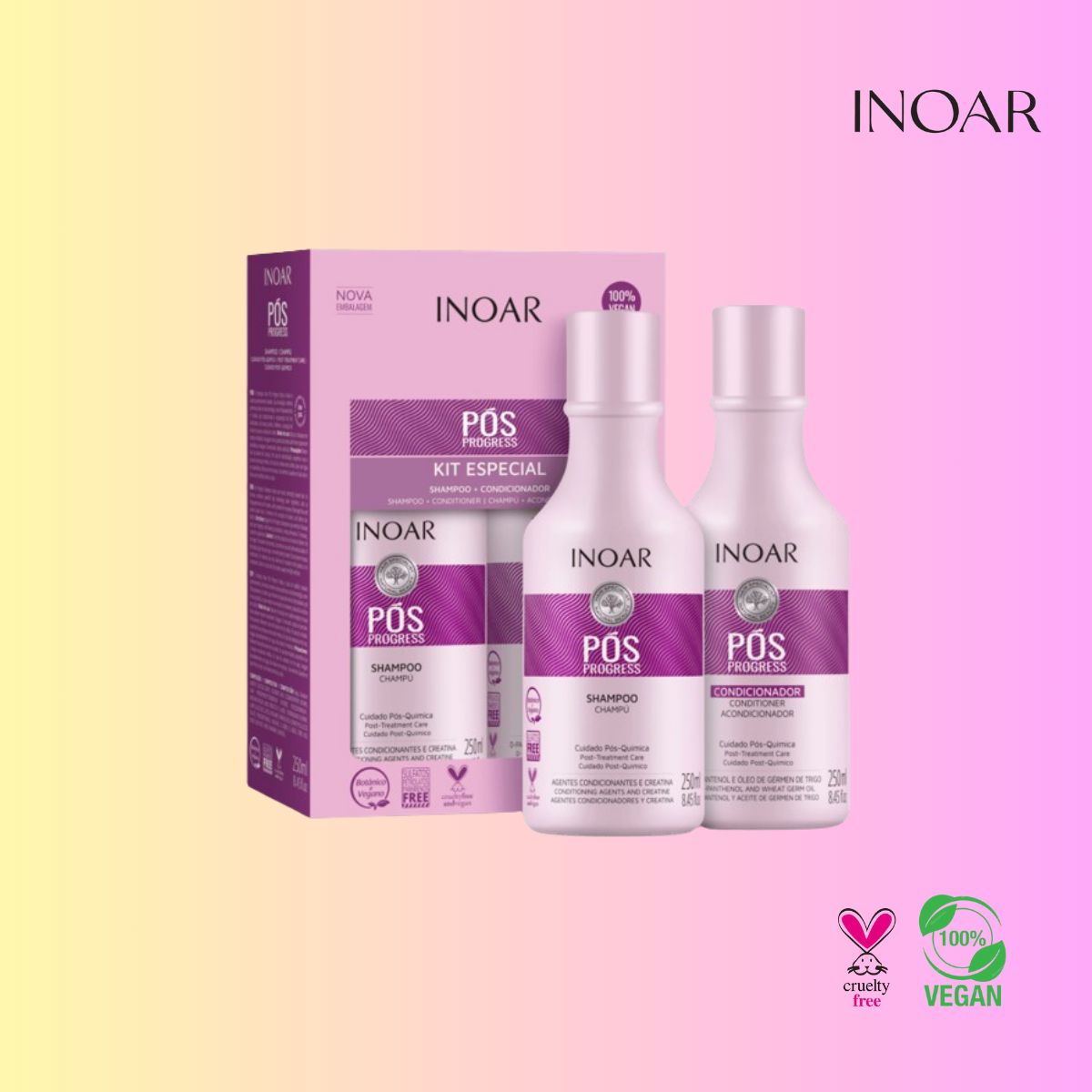 INOAR - Pos Progress Shampoo Y Acondicionador 250 Ml C/u INOAR