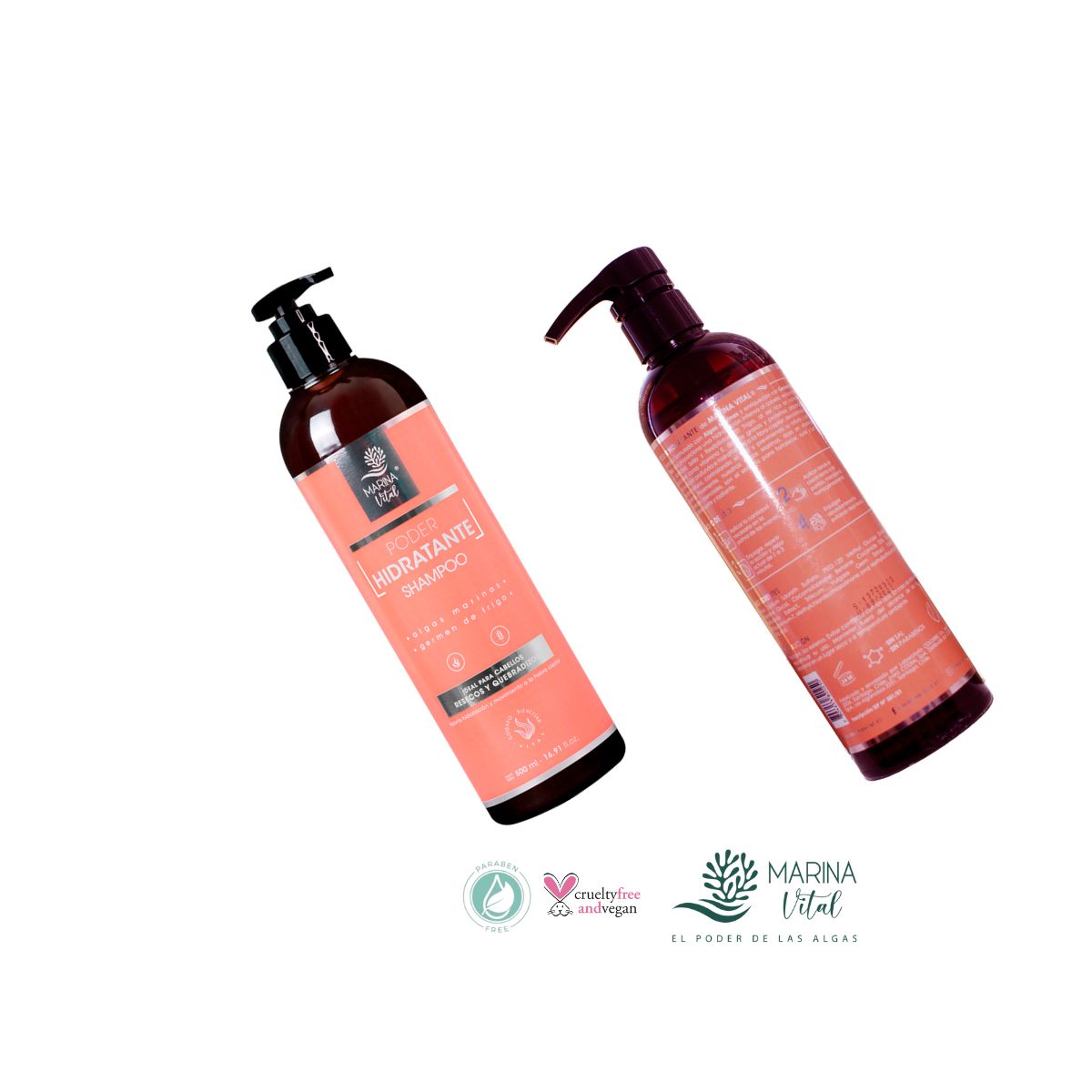 MARINA VITAL - 2 Shampoo Poder Hidratante Algas Pack MARINA VITAL