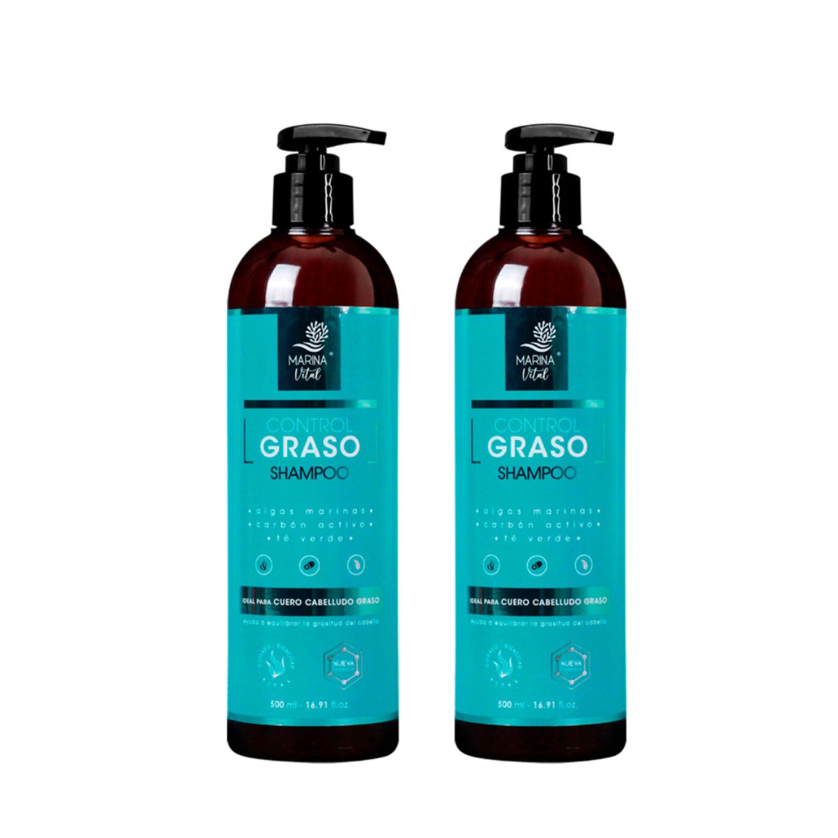 MARINA VITAL - 2 Shampoo Control Graso 500 Ml c/u Pack MARINA VITAL