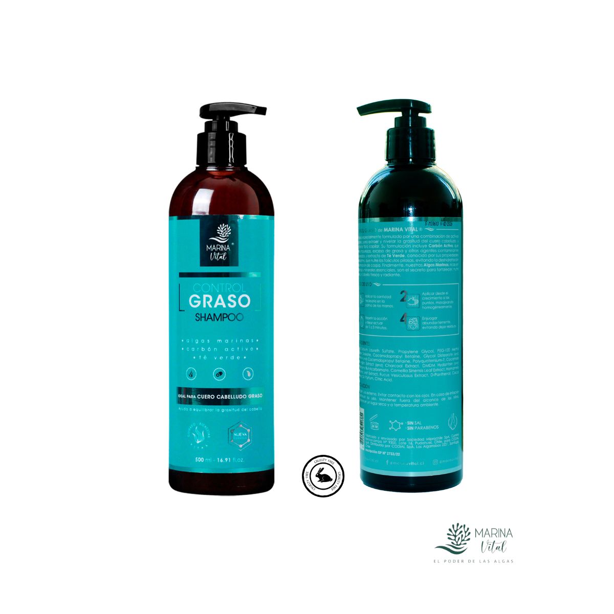 MARINA VITAL - 2 Shampoo Control Graso 500 Ml c/u Pack MARINA VITAL