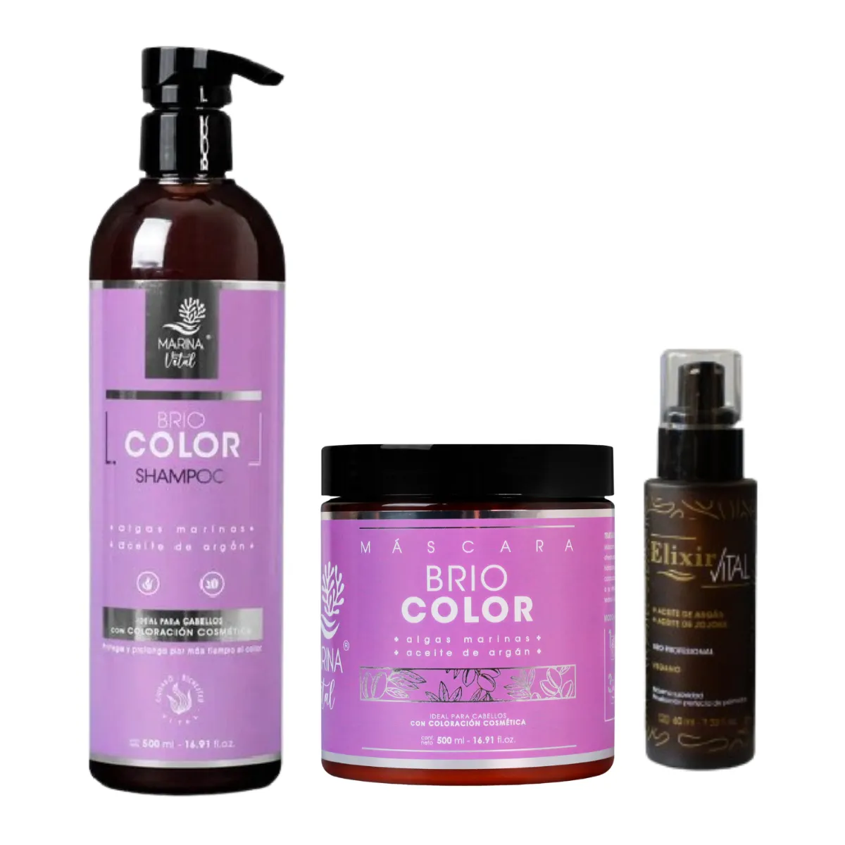 MARINA VITAL - Shampoo Y Mascara Briocolor y Serum Elixir MARINA VITAL