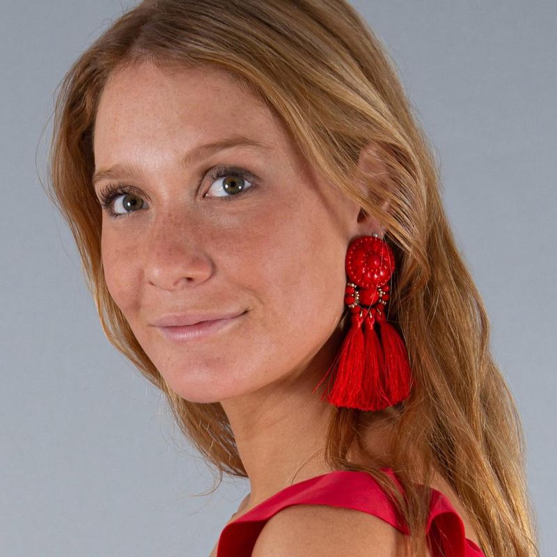 MARIA PASKARO - Aros Amazonas Rojo Fleco Maria Paskaro - Rojo