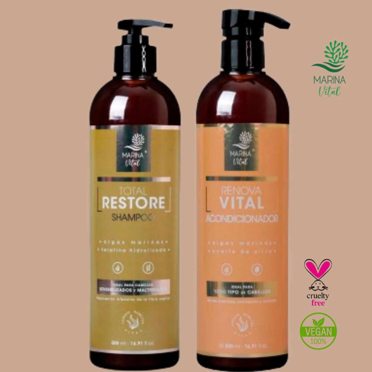 MARINA VITAL - Shampoo Restaurador Y Acondicionador 500 Ml MARINA VITAL