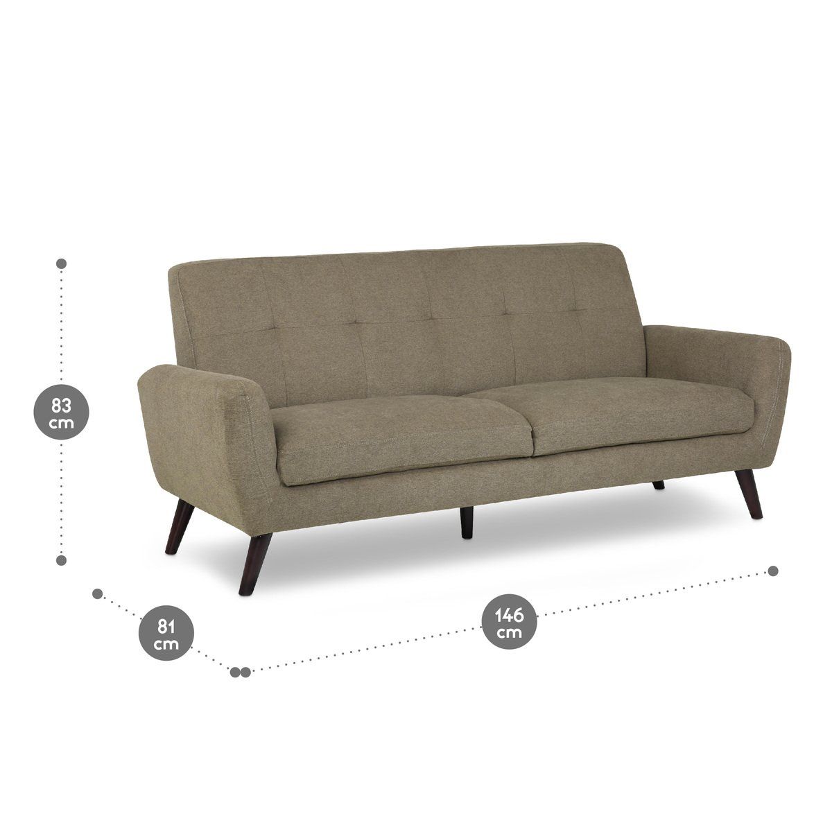 ROSEN - Sofá Rosen Adele 3 Cuerpos Tela Taupe